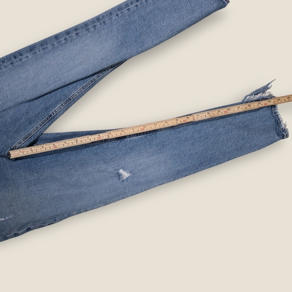 Agolde Womens Blue Denim Distressed High-Rise Button Fly Cropped Jeans Size 25 - Picture 9 of 10